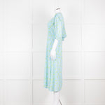 Faithfull The Brand Pale Blue Yellow Floral Frill Detail Maxi Dress