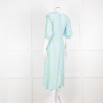 Faithfull The Brand Pale Blue Yellow Floral Frill Detail Maxi Dress