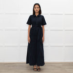 Me+Em Navy Blue Short Sleeve Belted Culottes Jumpsuit
