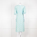 Faithfull The Brand Pale Blue Yellow Floral Frill Detail Maxi Dress