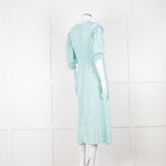 Faithfull The Brand Pale Blue Yellow Floral Frill Detail Maxi Dress