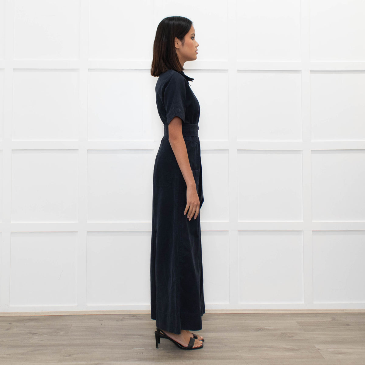 Me+Em Navy Blue Short Sleeve Belted Culottes Jumpsuit