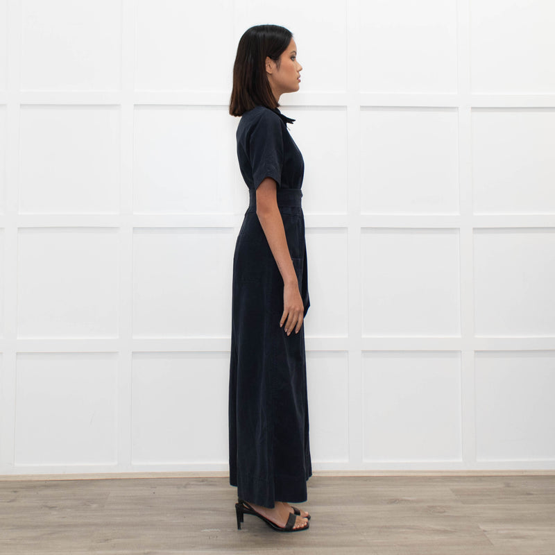 Me+Em Navy Blue Short Sleeve Belted Culottes Jumpsuit