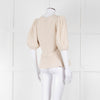 ME + EM Beige Cotton Linen Blend Puff Sleeve Knit Top