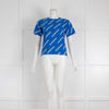 Balenciaga Blue T-Shirt with Yellow Logo Print