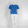 Balenciaga Blue T-Shirt with Yellow Logo Print