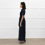 Me+Em Navy Blue Short Sleeve Belted Culottes Jumpsuit
