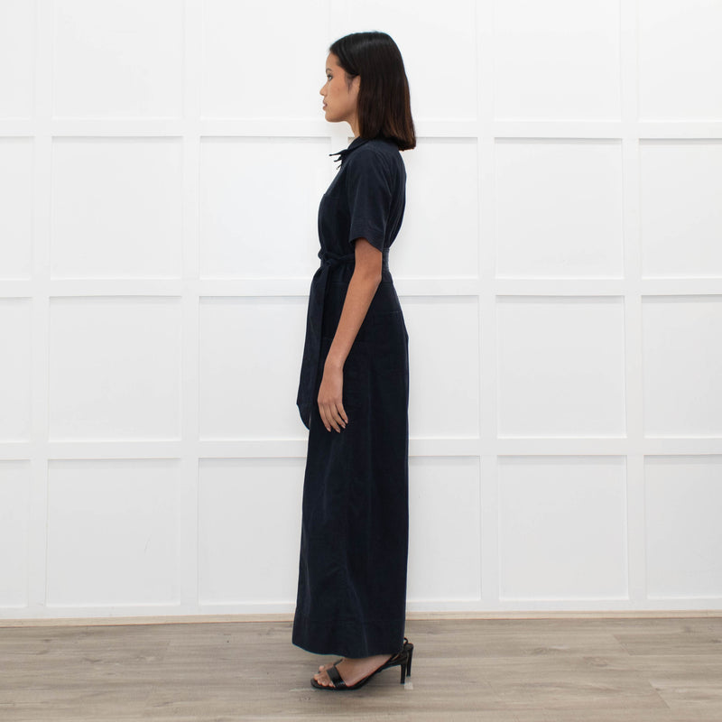 Me+Em Navy Blue Short Sleeve Belted Culottes Jumpsuit