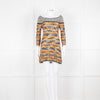 Missoni Orange Black Green Zig Zag Knitted Mini Dress