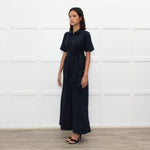 Me+Em Navy Blue Short Sleeve Belted Culottes Jumpsuit