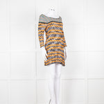 Missoni Orange Black Green Zig Zag Knitted Mini Dress
