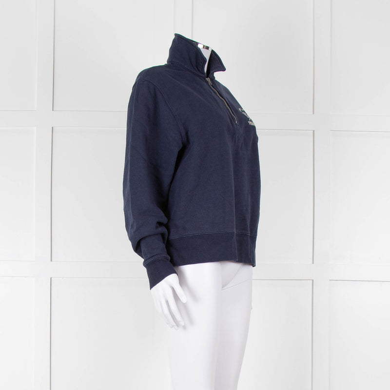 Tory Burch Navy Blue Tennis Logo Sweatshirt