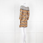 Missoni Orange Black Green Zig Zag Knitted Mini Dress
