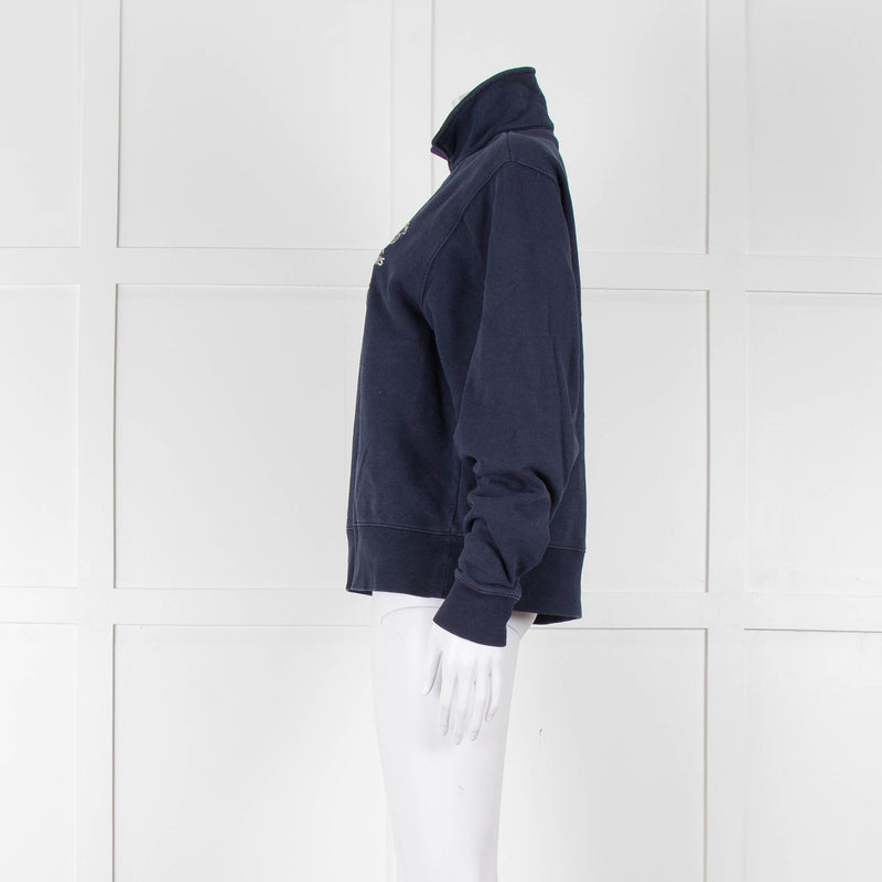 Tory Burch Navy Blue Tennis Logo Sweatshirt