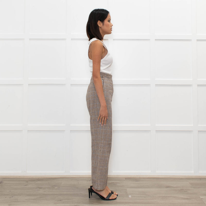 Brora Brown and Blue Check Woven Trousers