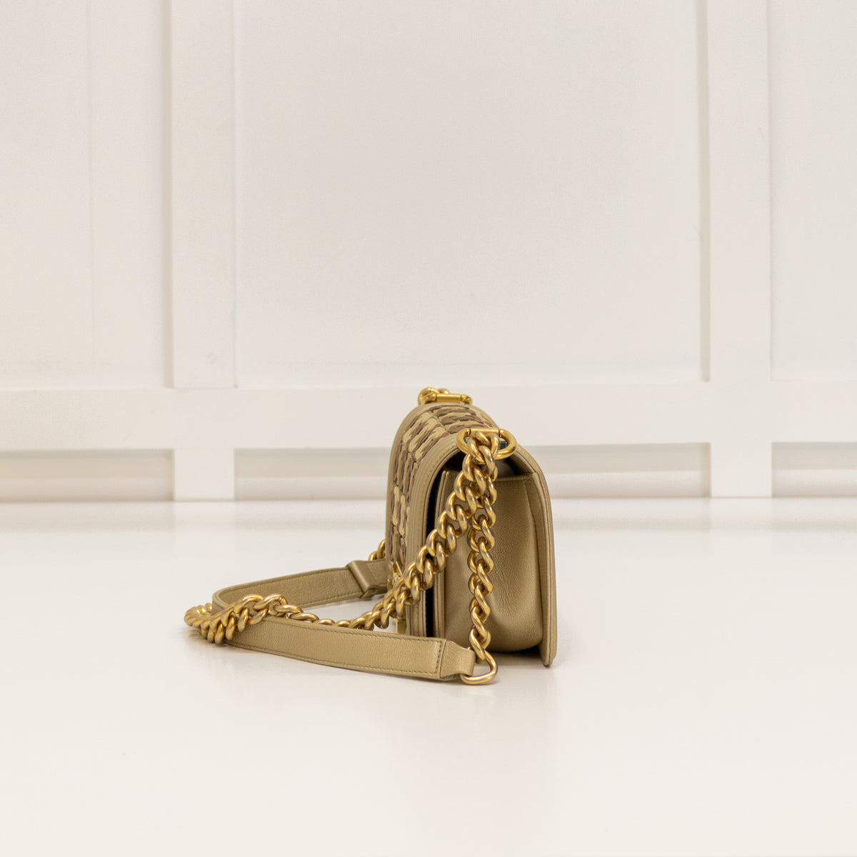 Chanel Gold Calfskin Paris Dubai Small Boy Bag