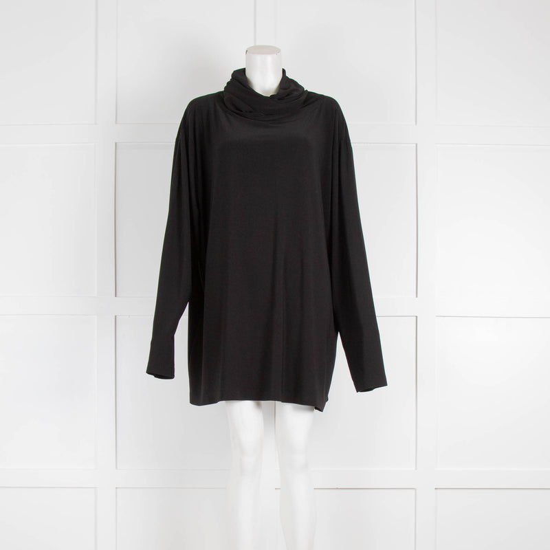Norma Kamali Black Shawl Neck Top