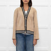 Sandro Beige Suede Buttoned Bomber Jacket