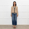 Sandro Beige Suede Buttoned Bomber Jacket