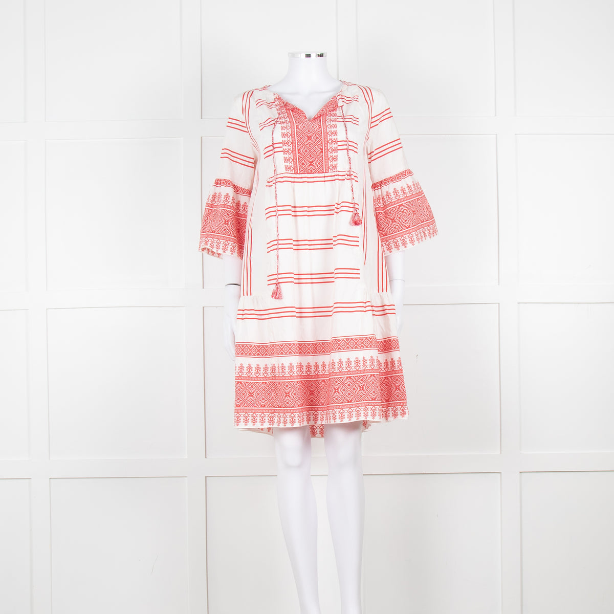 Weekend Max Mara White Red Stripes+Print  Silk Blend Dress