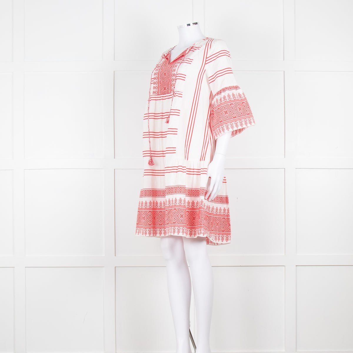 Weekend Max Mara White Red Stripes+Print  Silk Blend Dress