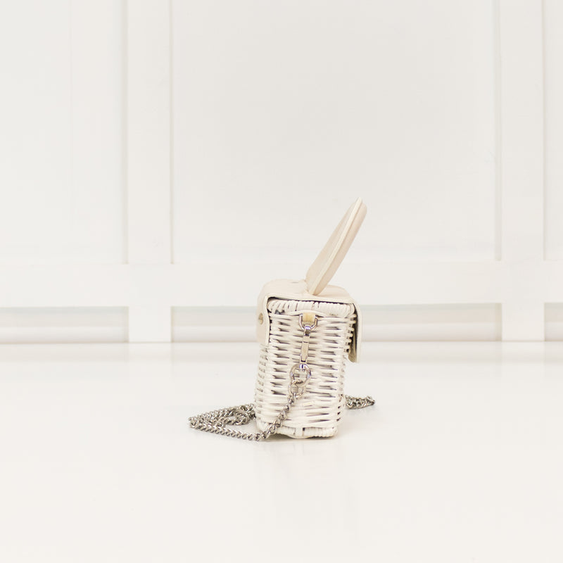 Wicker Wings White Mini Top Handle Bag