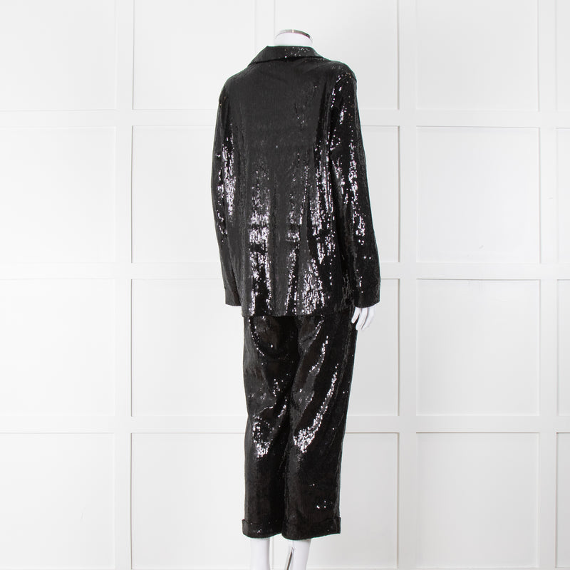 Nadine Merabi Jessie Black Sequin Trouser Suit