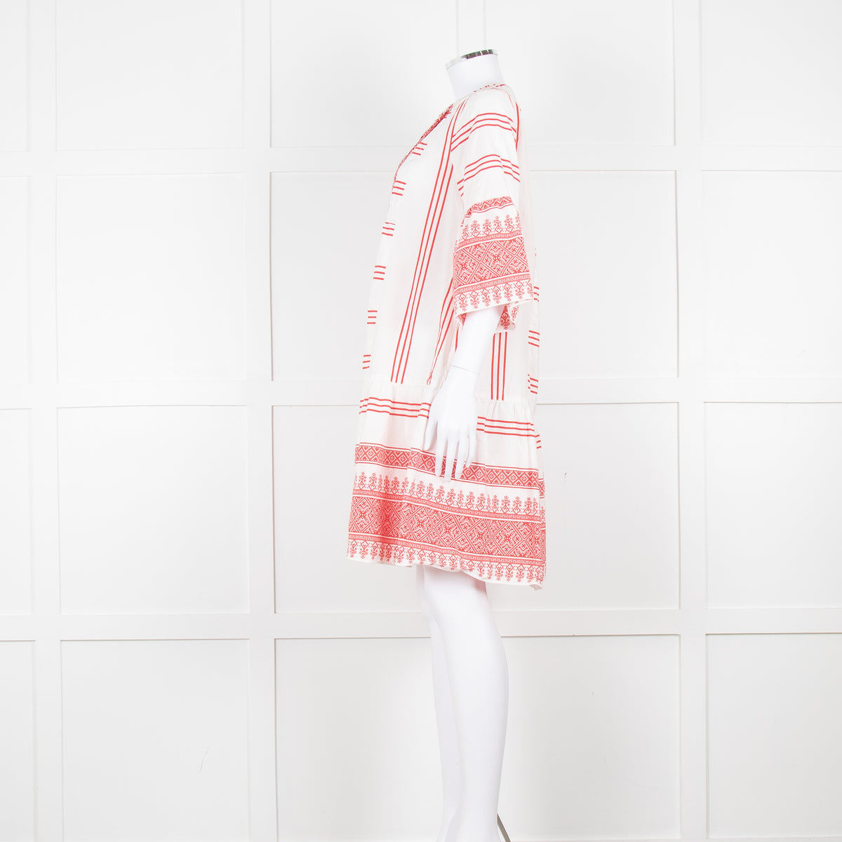 Weekend Max Mara White Red Stripes+Print  Silk Blend Dress