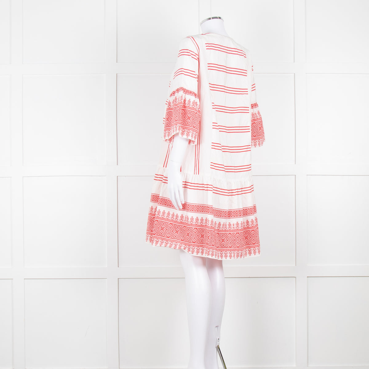 Weekend Max Mara White Red Stripes+Print  Silk Blend Dress