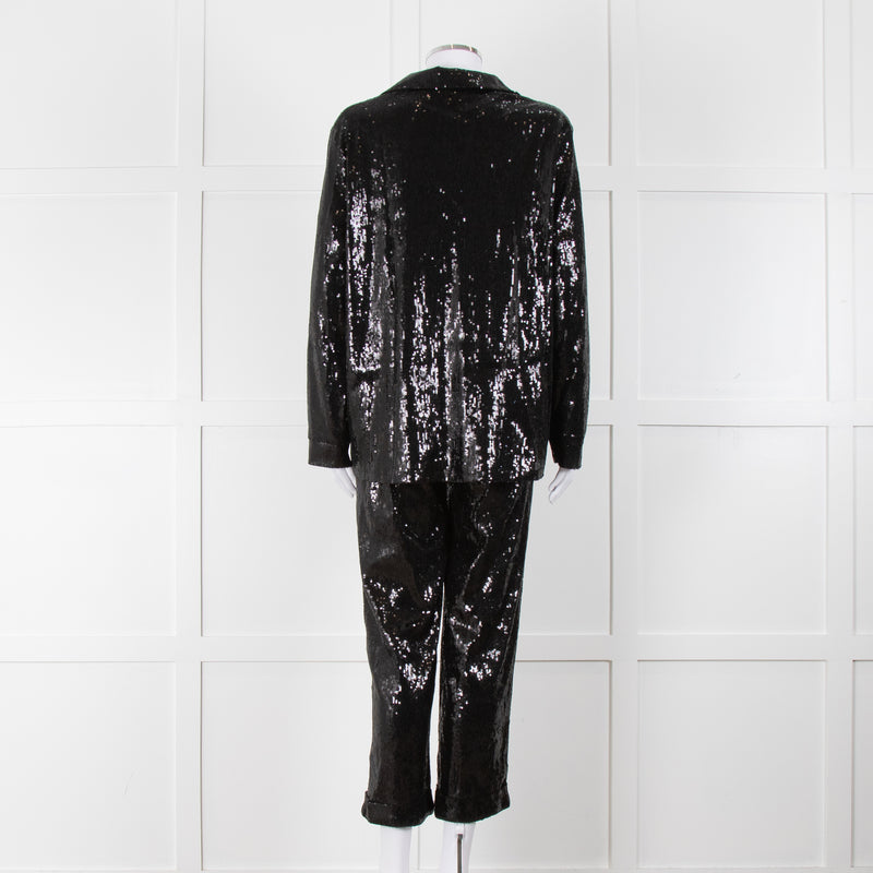 Nadine Merabi Jessie Black Sequin Trouser Suit