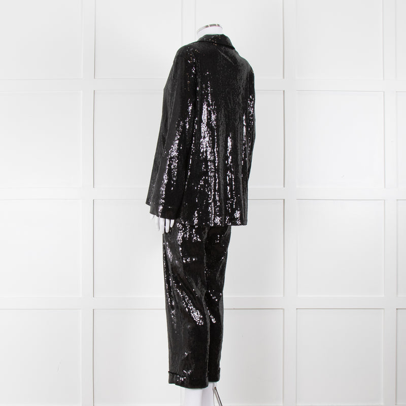 Nadine Merabi Jessie Black Sequin Trouser Suit