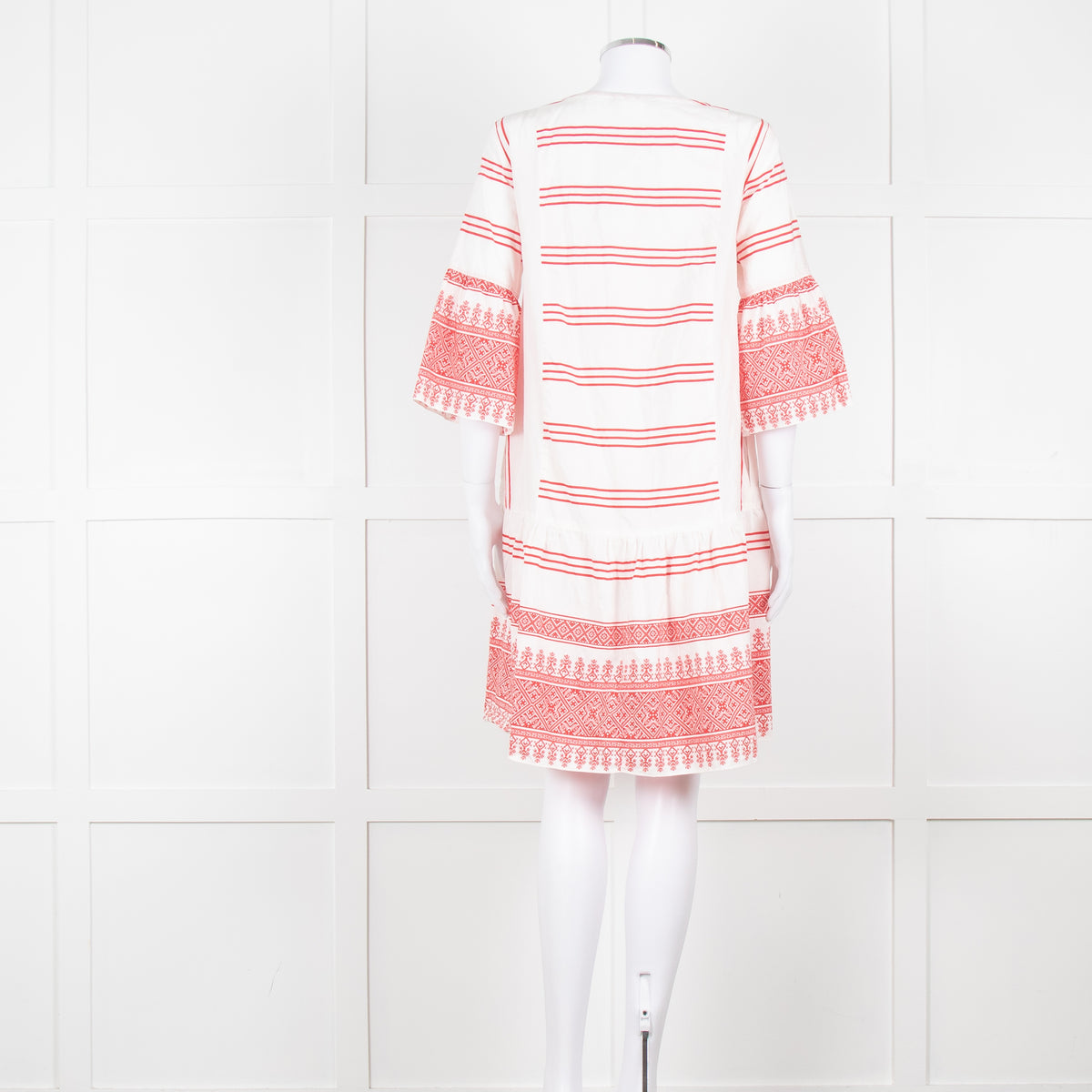 Weekend Max Mara White Red Stripes+Print  Silk Blend Dress