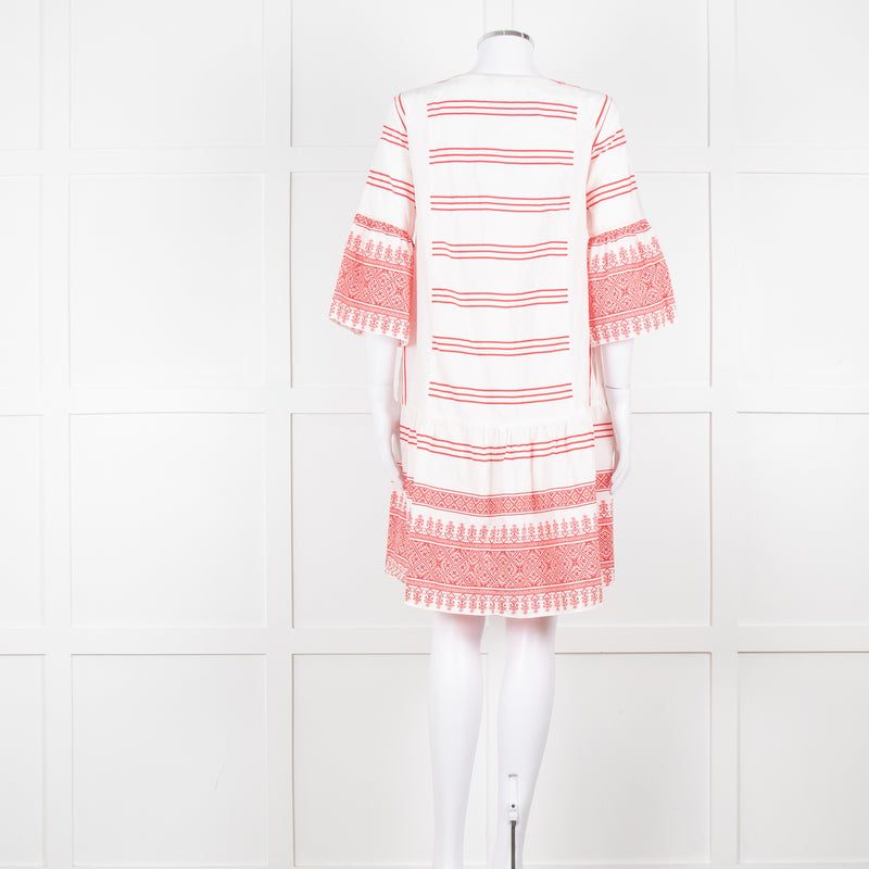 Weekend Max Mara White Red Stripes+Print  Silk Blend Dress