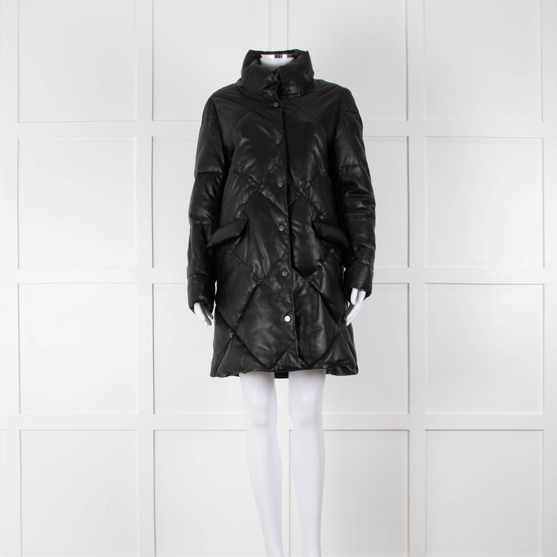 Max & Moi Black Padded Leather Coat