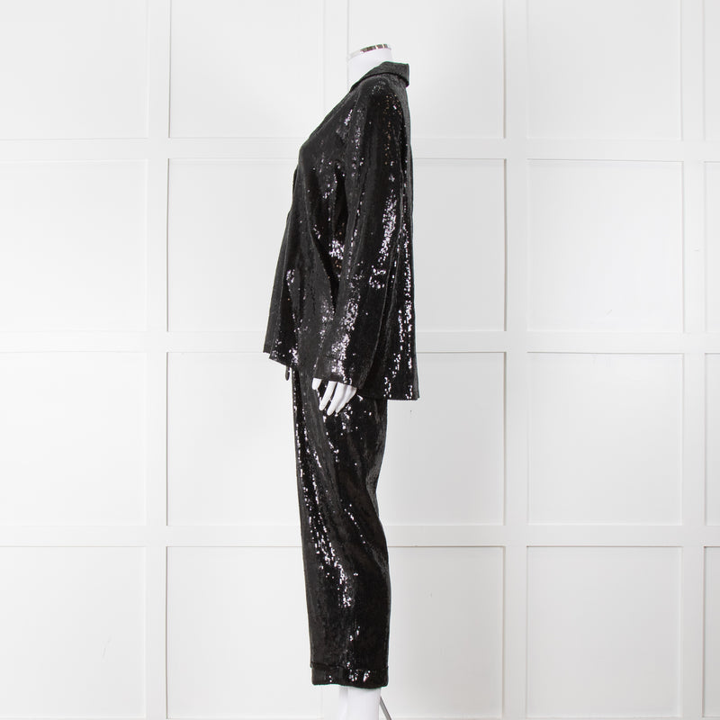 Nadine Merabi Jessie Black Sequin Trouser Suit