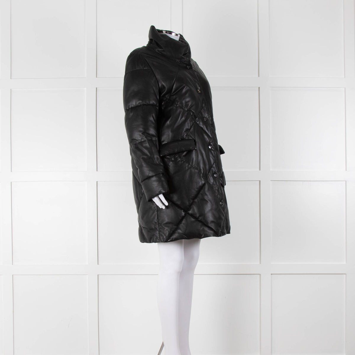 Max & Moi Black Padded Leather Coat