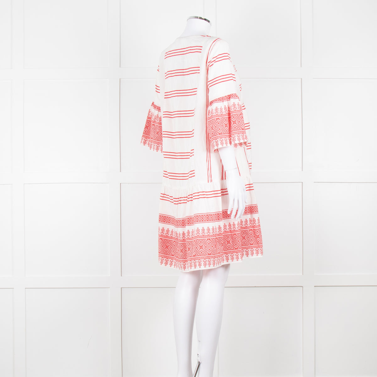 Weekend Max Mara White Red Stripes+Print  Silk Blend Dress