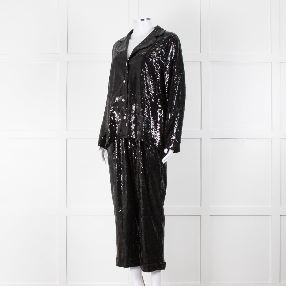 Nadine Merabi Jessie Black Sequin Trouser Suit