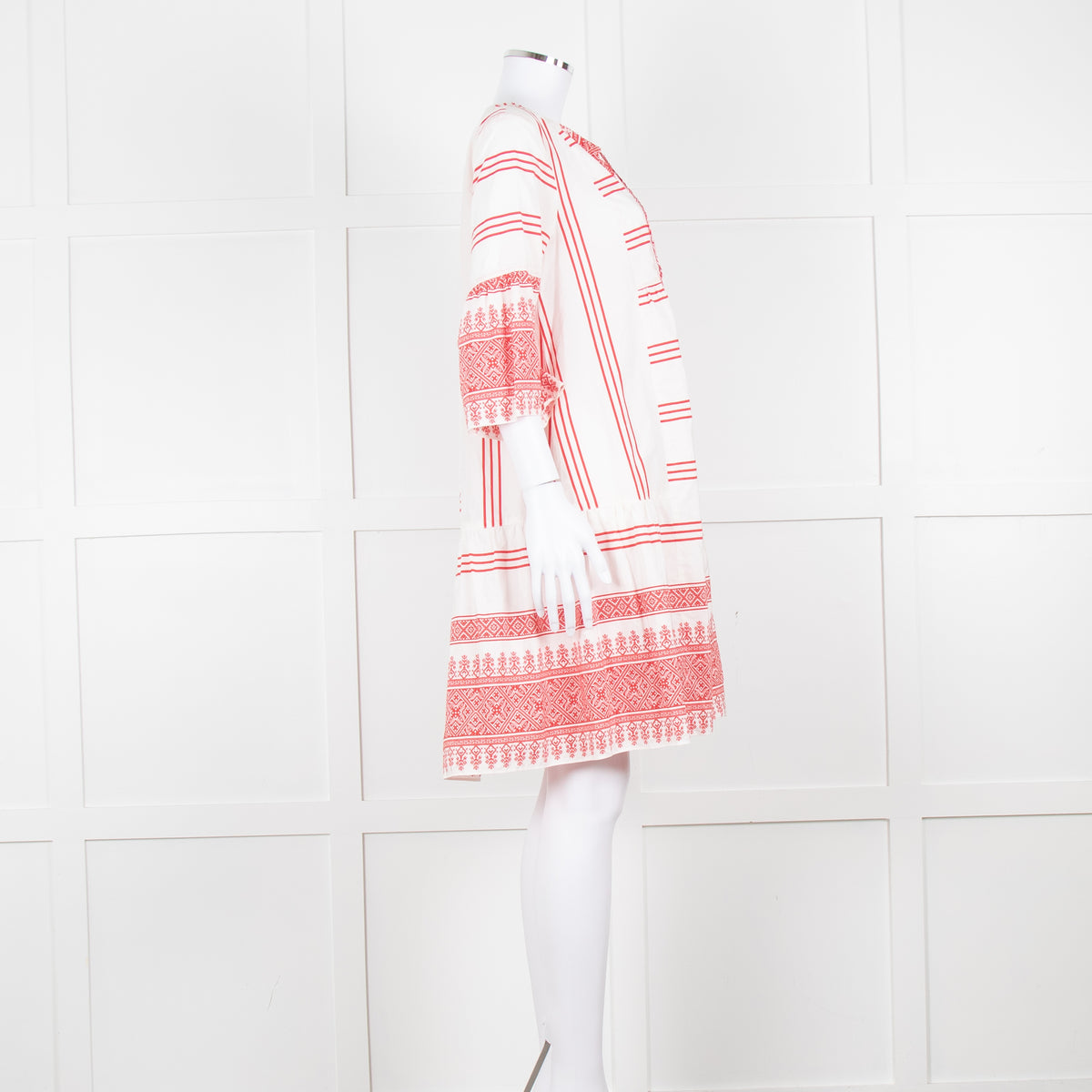 Weekend Max Mara White Red Stripes+Print  Silk Blend Dress