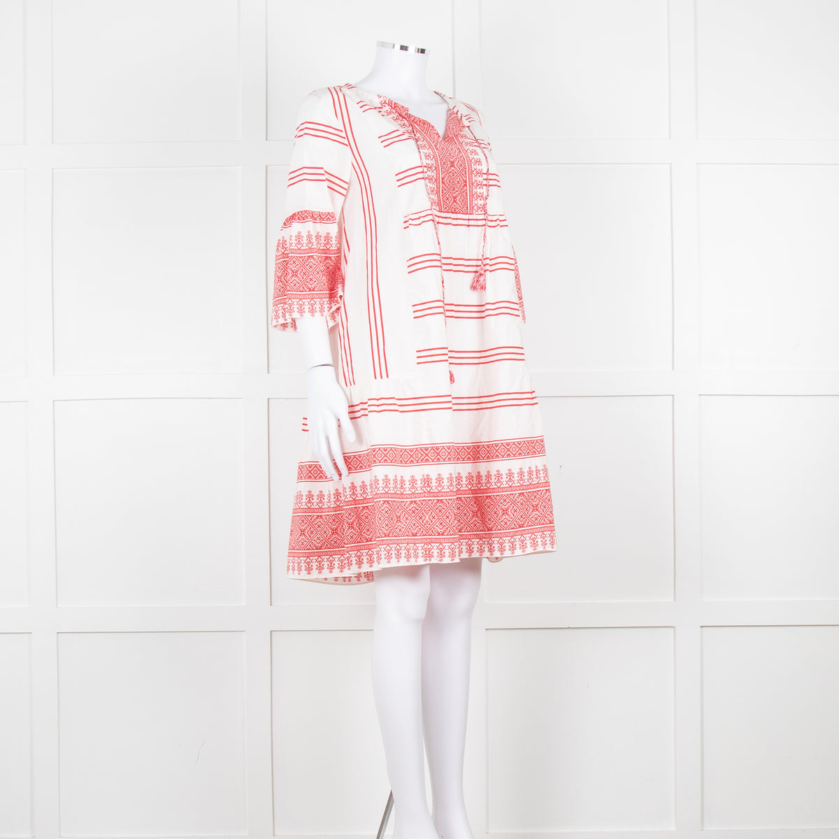 Weekend Max Mara White Red Stripes+Print  Silk Blend Dress