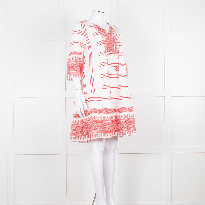 Weekend Max Mara White Red Stripes+Print  Silk Blend Dress