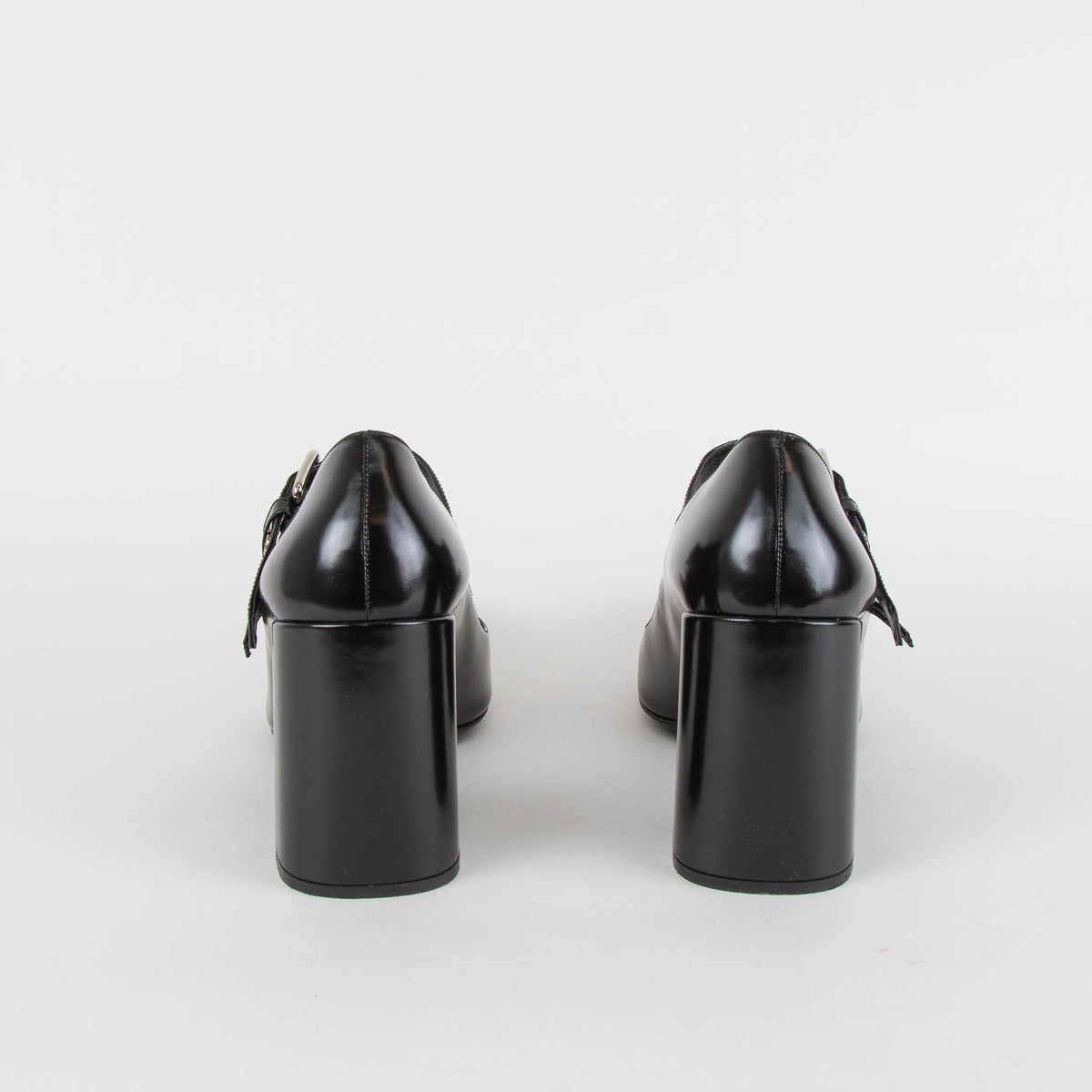 Prada Black Pointed Toe Buckle Up Mary Jane