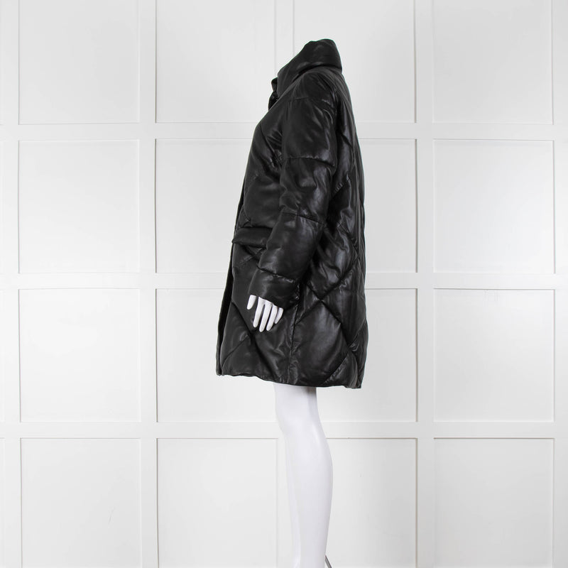 Max & Moi Black Padded Leather Coat