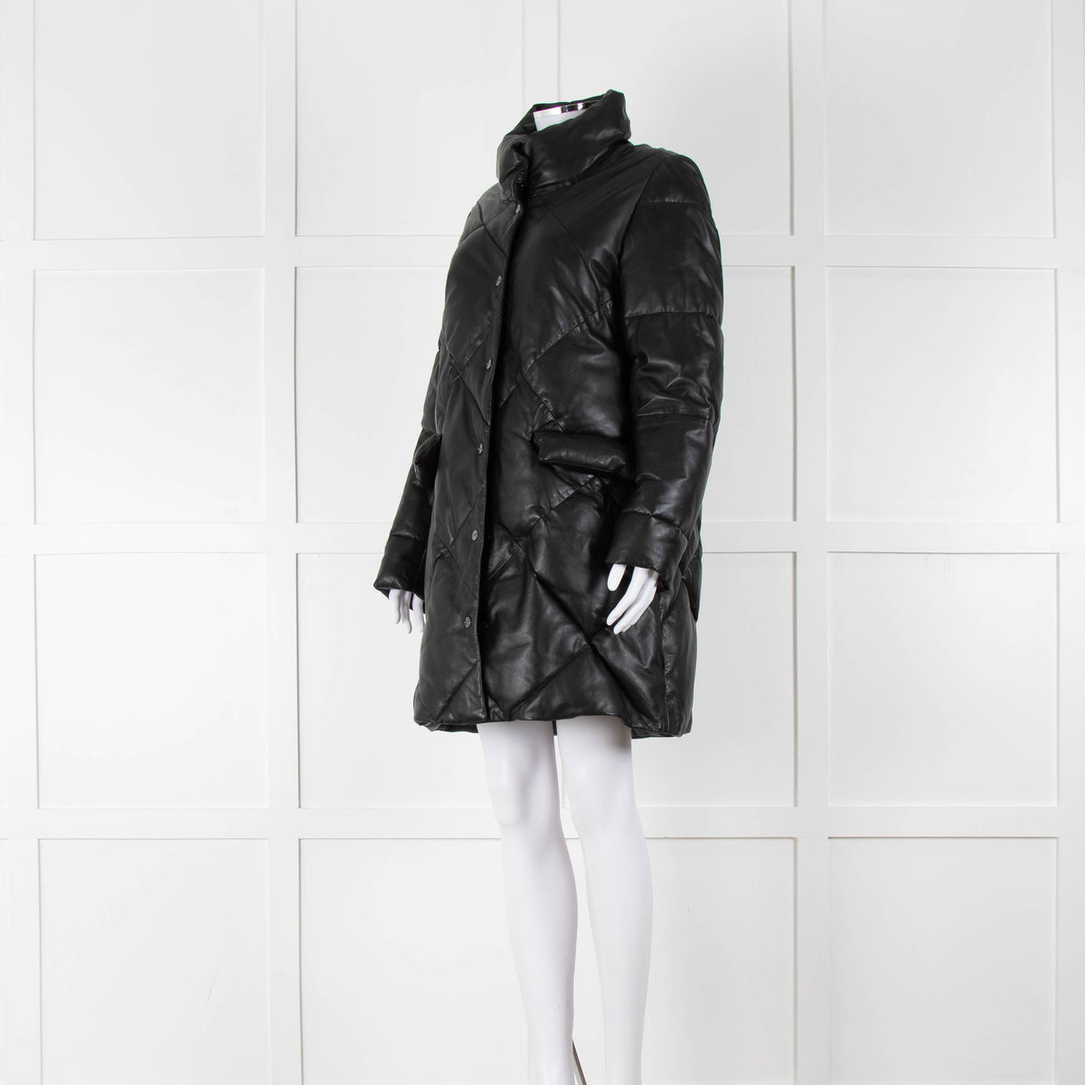 Max & Moi Black Padded Leather Coat