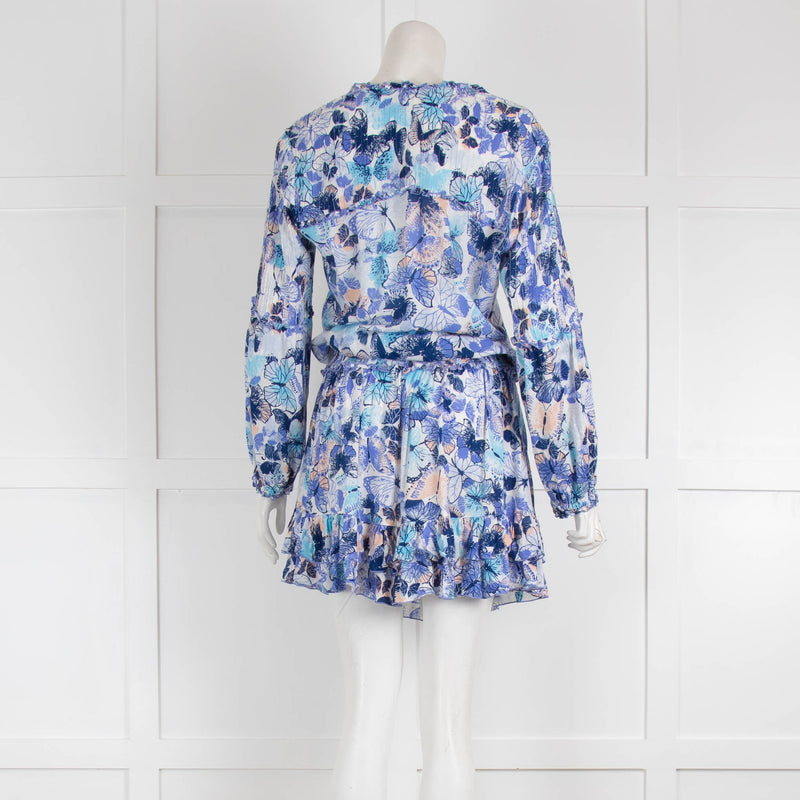 Poupette Saint Barth Blue Floral Short Sleeved Dress