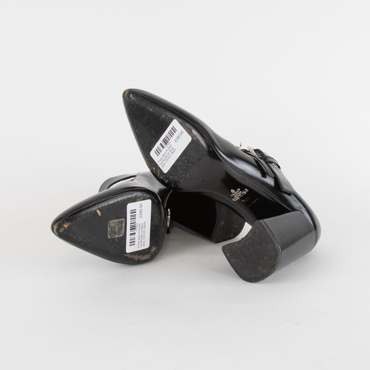 Prada Black Pointed Toe Buckle Up Mary Jane