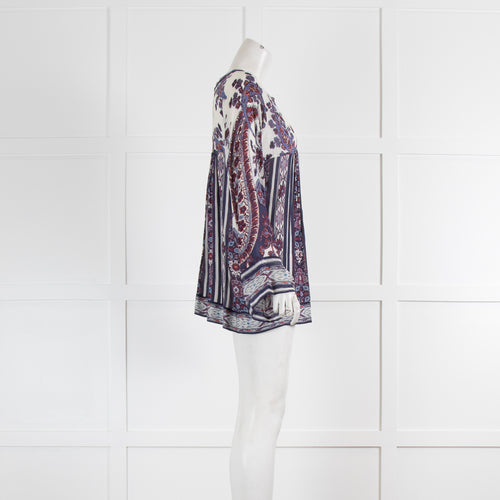 Isabel Marant Etoile White Purple Chiffon Kaftan Top