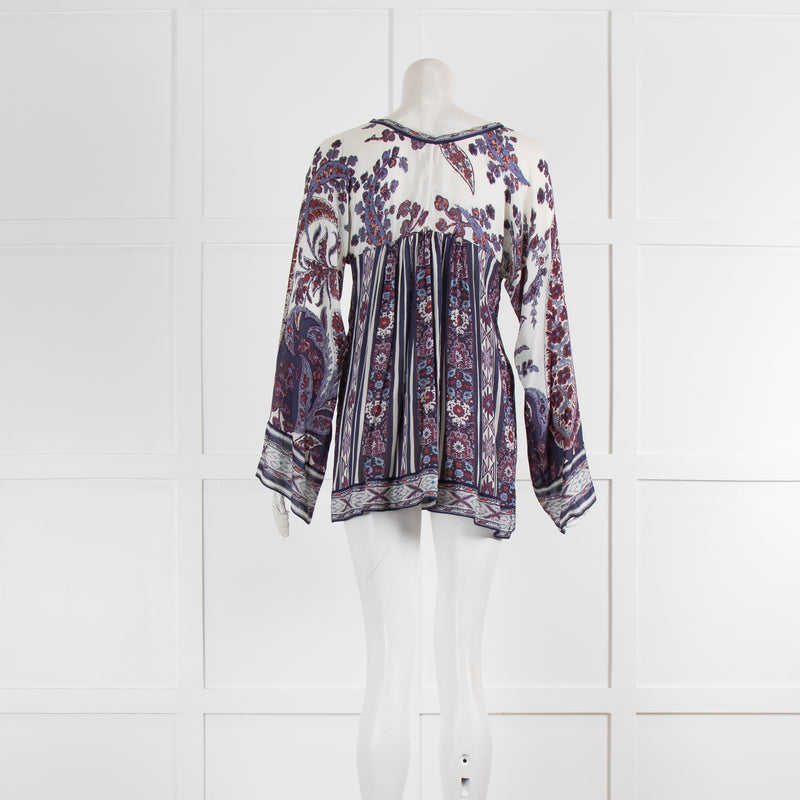 Isabel Marant Etoile White Purple Chiffon Kaftan Top