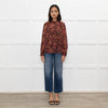 Ba&sh Red Floral Blouse with Frilled Neck