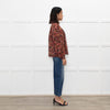 Ba&sh Red Floral Blouse with Frilled Neck